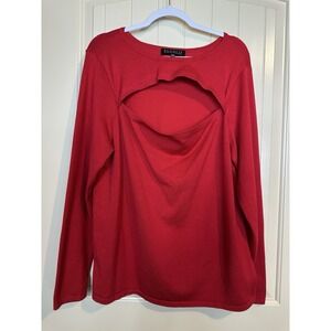 Eloquii Women's Red Cut Out Long Sleeve Knit Viscose Top Sweater Sz 22 24 GUC